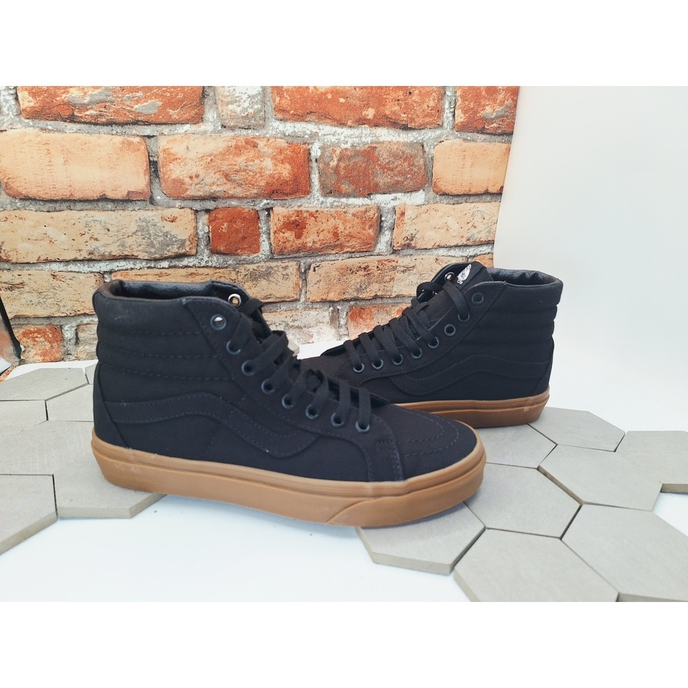 Vans Sk8-Hi Reissue Canvas Black Gum Mens Sz 6.5 Womens Sz 8 Skate Shoes Rare